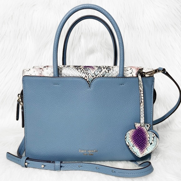 kate spade Handbags - Kate Spade Leather Blue & Snake Embossed Satchel